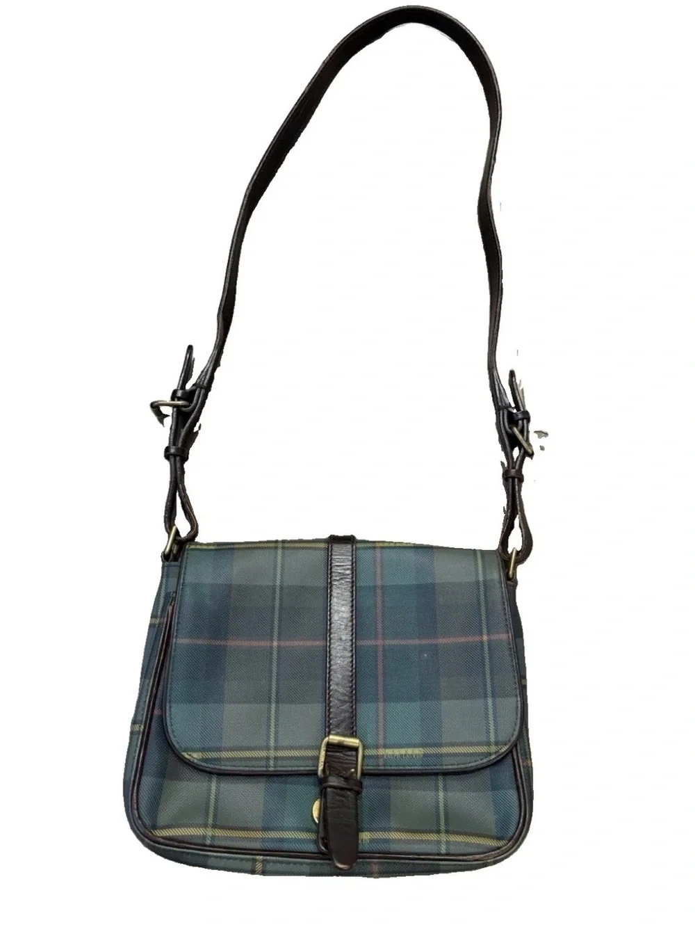Vintage Lauren Ralph Lauren Green Tartan Plaid Bag Purse Crossbody Shoulder Bag